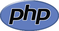 Das Logo der Programmiersprache PHP Das Logo der Programmiersprache PHP auf weissen Grund